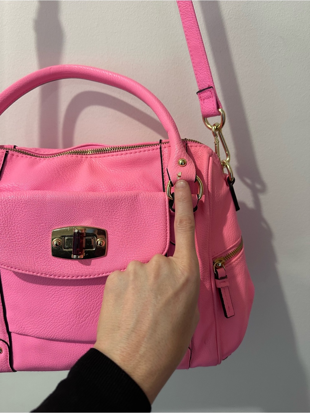 Merona Hot Pink Satchel Crossbody Handbag - Excellent Condition - Picture 7 of 8